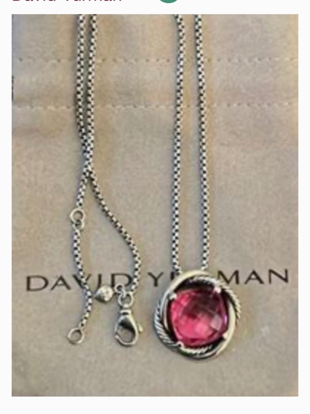 David Yurman Pink Tourmaline Infinity necklace - sterling silver